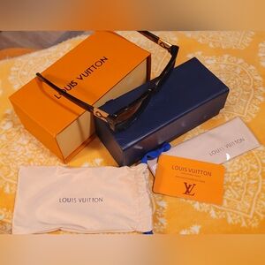 Authentic LOUIS VUITTON Brown Glitter Frame Heather Strass Sunglasses - Z0456W